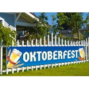 Oktoberfest Fence Banner for German October Fest Themed Party Supply Blue Bavarian Flag Check Hanging Banners for Oktoberfest Decoration