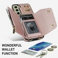 thumbnail image 4 of Phone Case for Samsung Galaxy S21 FE 5G Wallet Cover with Screen Protector and Ring Stand Credit Card Holder Slot Crossbody Strap Cell S 21 EF S21FE5G UW S21FE 21S G5 6.4 inch Women Girl Men Rose gold, 4 of 13