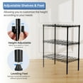 thumbnail image 4 of 3 Tier Metal Shelving Unit, Adjustable Metal Wire Racks Heavy Duty Standing Shelf Organizer for Kitchen, Closet, Pantry, Garage, Bathroom, Laundry, 4 of 7