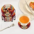 thumbnail image 5 of 6 Pcs Skull Skeleton Drink Coasters with Holder Absorbent Coaster Sets Cup Heat-Resistant Hot Pads Mats for Bar Table Protection, 5 of 7
