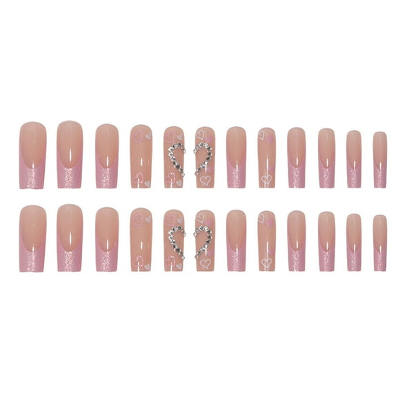 DHARMONAL Europe And The United States Popular Wear Line Leopard on Nails Medium Length Coffin Long Acrylic Nails Nails Package Acrylic Clear Nails for Kids Coffin Acrylic Nail Tips Clear Long