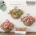 thumbnail image 2 of Idílico colgante de pared de mimbre tejido de paja, cesta de flores decorativa, decoración de la pared de la sala de estar, colgante de flores artificiales, arreglo floral, flor artificial (la hierba se vuelve perezosa + fragancia rosa púrpura) ER, 2 of 5