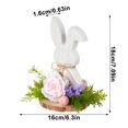 thumbnail image 2 of LAMIRO Vintage Easter Wooden Tabletop Decorations Easter Bunny Eggs Wood Desktop Centerpieces Spring Table Decorations Wood Hand-Painted Bunnies Ornaments for Easter Party Table Home Decor, 2 of 7