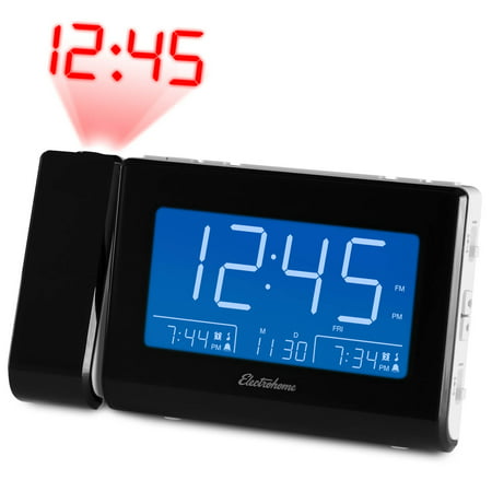 Magnasonic Alarm Clock Radio with USB Charging for Smartphones & Tablets, Time Projection, Auto Dimming, Dual Gradual Wake Alarm, Battery Backup, Auto Time Set, Large 4.8
