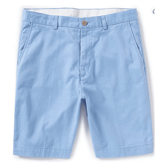 Roundtree and Yorke Flat Front 9 Inseam Washed Cotton Shorts, LT Blue, 42