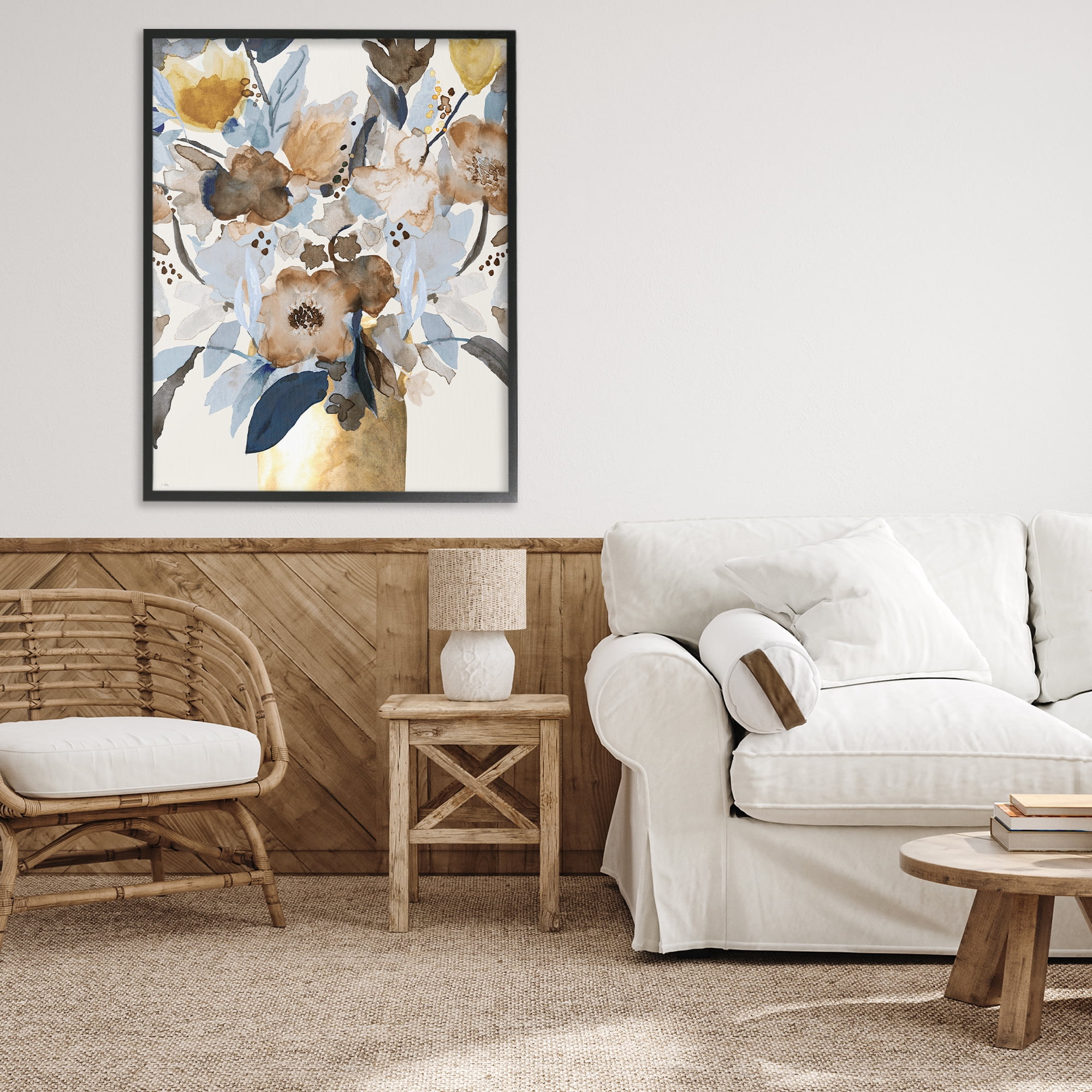 Stupell Industries Expressive Earthy Blossoms Black Framed Giclee Art, design by Val Rhodes