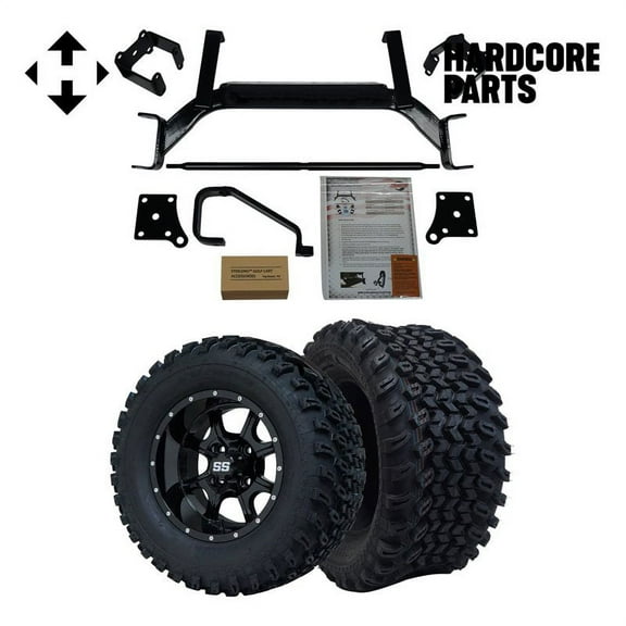 Hardcore Parts 6" Drop Axle Lift Kit for EZGO TXT/PDS (2001.5-2013) Electric Golf Cart with 12" Black ‘Night Stalker’ Wheels and 23"x10.5"-12" All-Terrain tires