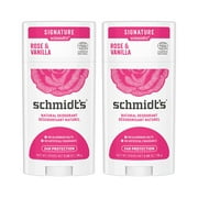 (2 Pack)Schmidt's Aluminum Free Natural Deodorant Rose & Vanilla, 2.65 oz