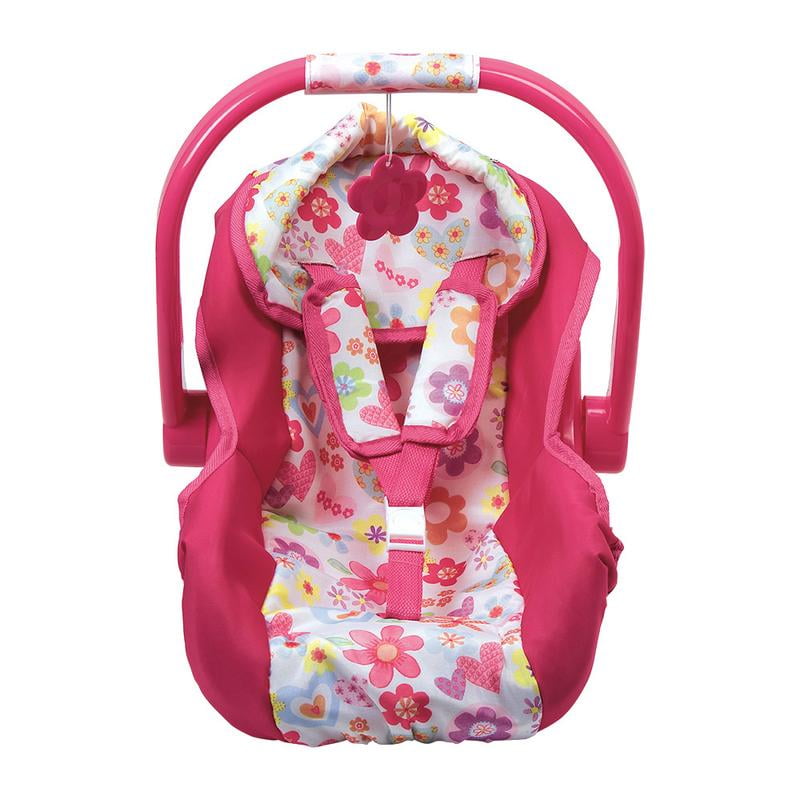 Joovy Doll Toy Car Seat Pink Dot Carrier 5-point Harness Adjustable 12" To 20" 