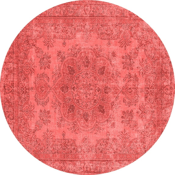 Ahgly Company Indoor Round Oriental Red Industrial Area Rugs, 3' Round