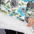 thumbnail image 3 of Oversized Wearable Blanket Hoodie,Pioneer Flower Floral Print Pattern Sherpa Blanket Hoodie with Super Pockets,Super Warm Fuzzy Pullover for Women & Men, 3 of 6