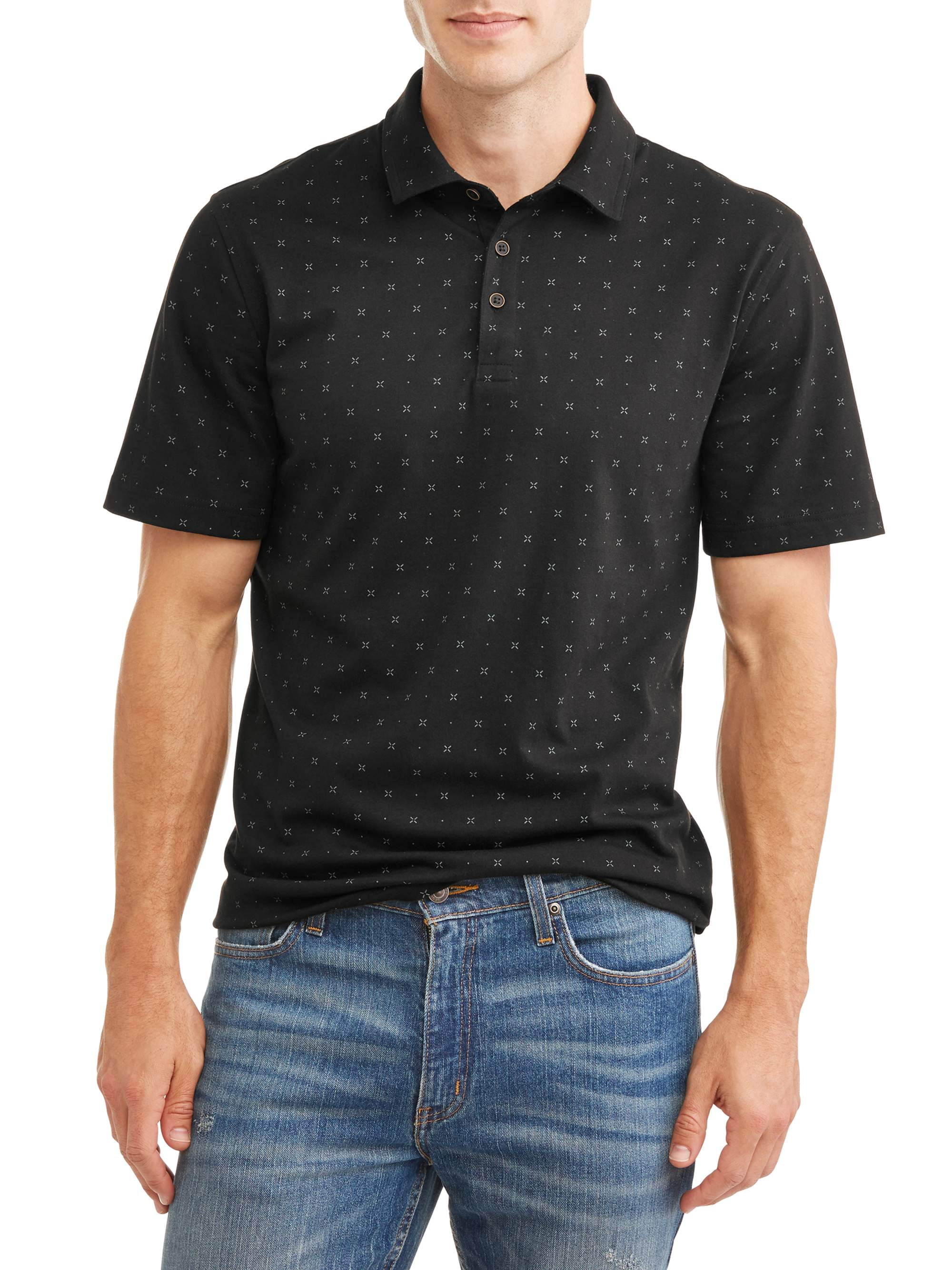 GEORGE - George Men's All Over Print Jersey Polo Shirt - Walmart.com ...