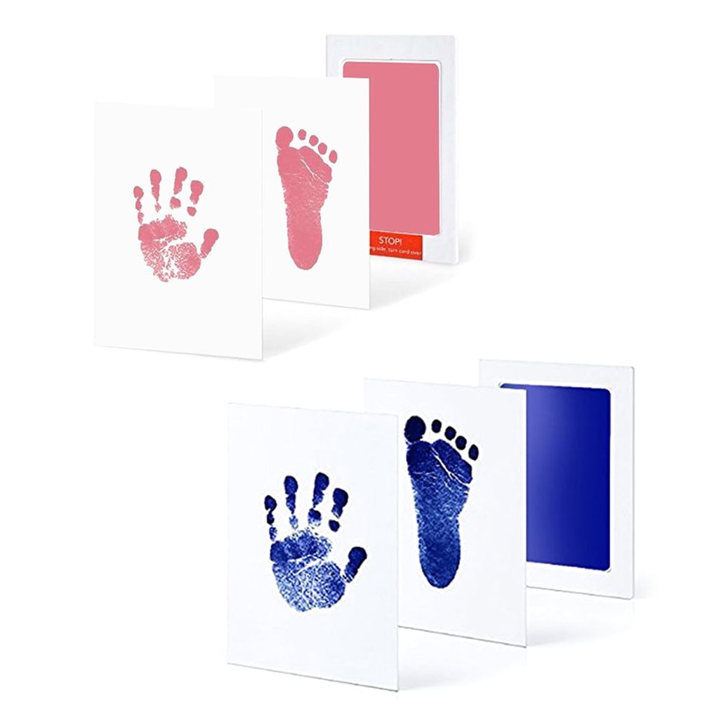 Family Memorable Keepsake 2Pack Newborn Baby Handprint Footprint Ink Pad Imprint Cards Photo Frame Clay Kit Pet Paw Print Ink Kits Safe Non-Toxic for Infant Newborn Birth Registry Pet Paw Print 