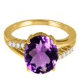 thumbnail image 5 of Mauli Jewels Rings for Women 3.3 Carat Oval Shaped Amethyst and Diamond Ring 4-Prong 10K Yellow Gold, 5 of 6