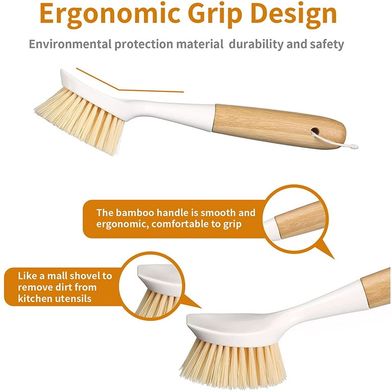 2 Pack Of Dish Brush With Handle Household Cleaning Brushes Built