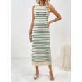 thumbnail image 3 of Komoo Women Summer Knit Dress Sleeveless Round Neck Striped Midi Dress Slim Fit Long Tank Sundress, 3 of 8