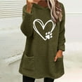 thumbnail image 2 of Wyobmus Womens Long Fuzzy Hoodies Winter Warm Hoodie Cozy Oversized Pockets Printed Hooded Blouse Long Sleeve Hooded Tops D-Olive Green, 2 of 5