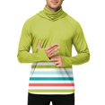 thumbnail image 5 of LTTVQM Men’s Summer Outdoor Hooded Sun Shirt Dual Color Stripe Printed Attached Full Face Shield Cooling Light Fabric for Freshwater Fishing Hiking Light Green L, 5 of 6