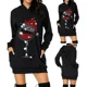 thumbnail image 1 of Vestido de Navidad de manga larga para mujer, minivestido informal con capucha para Fiesta y vacaciones, talla grande, 1 of 5