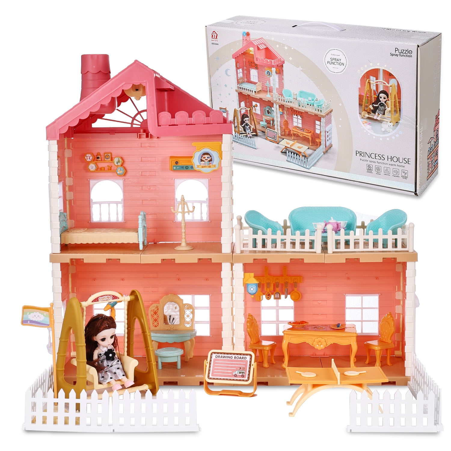 Mozlly Educational Mini Doll House Playset - Cute Small Dollhouse Figure  Playhouse Toy Set for Boys and