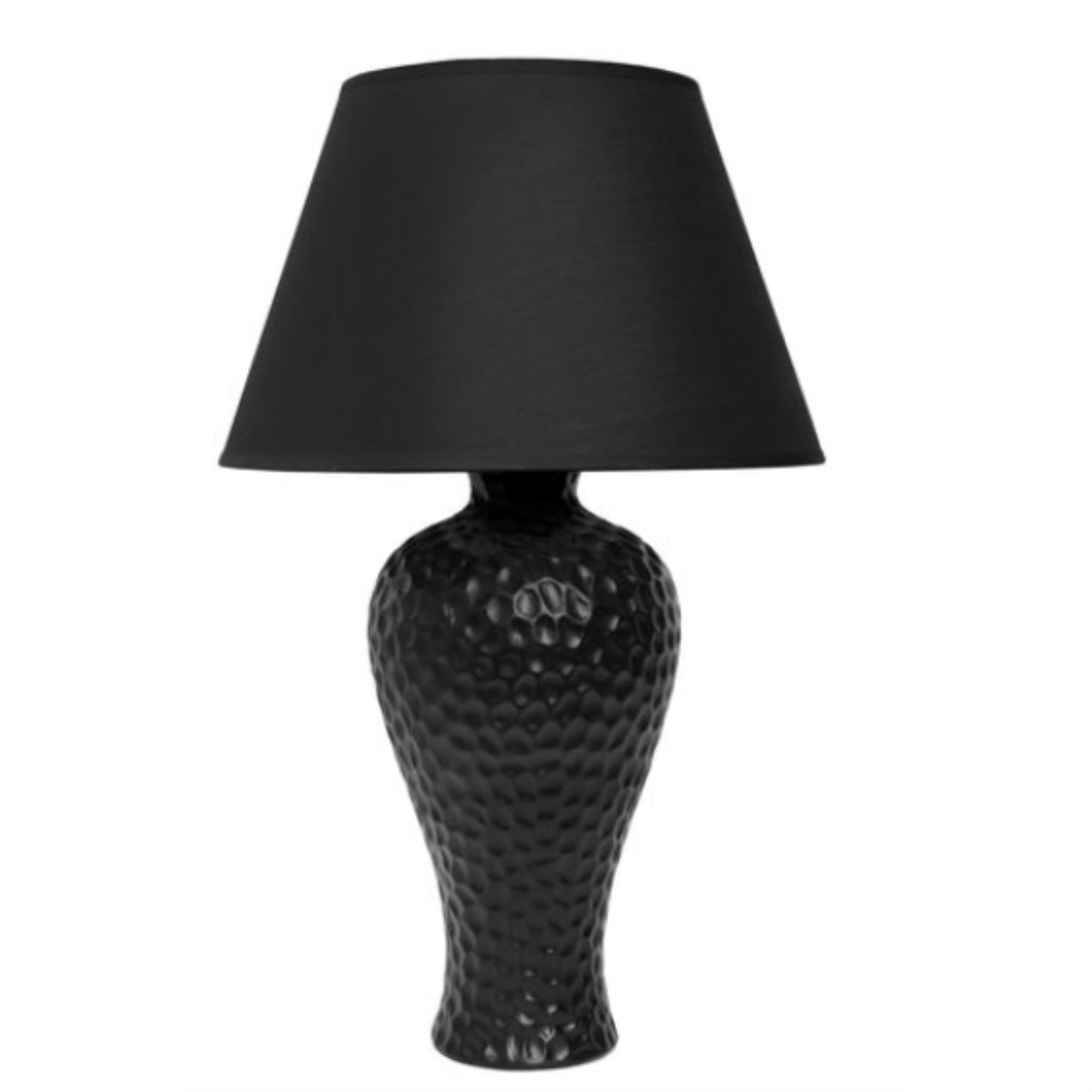 Simple Designs Black Texturized Curvy Ceramic Table Lamp