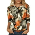 thumbnail image 2 of Blouse pour Femmes, Mode Décontractée Imprimée Col Rond Manches 3/4 T-shirt Haut Blouse, 2 of 5