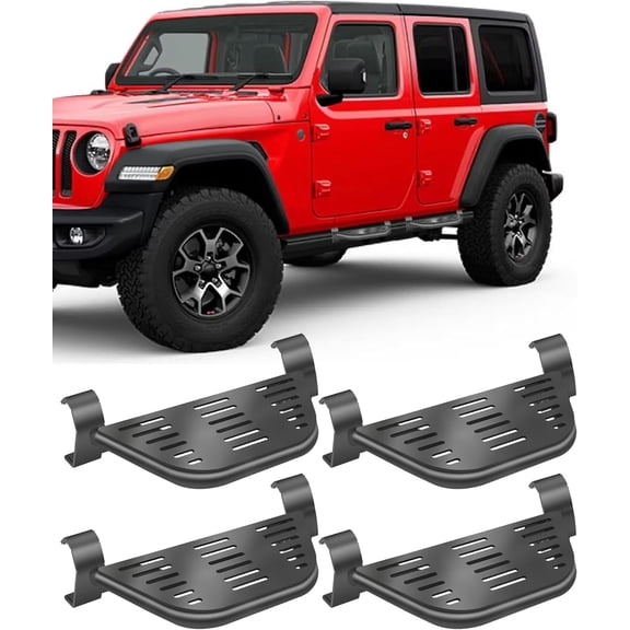 4 Pcs Rock Rails Side Steps Running Boards with OEM Rock Rails Fit for 2018-2025 Jeep Wrangler 4 Door & 2020-2025 Gladiator 4 Door