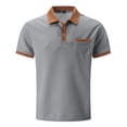 thumbnail image 1 of Playeras Negras Para Hombre Algodon Camiseta De Manga Corta Con Botones Y Bolsillo En El Pecho Con Bloques De Color Para Hombre, 1 of 5