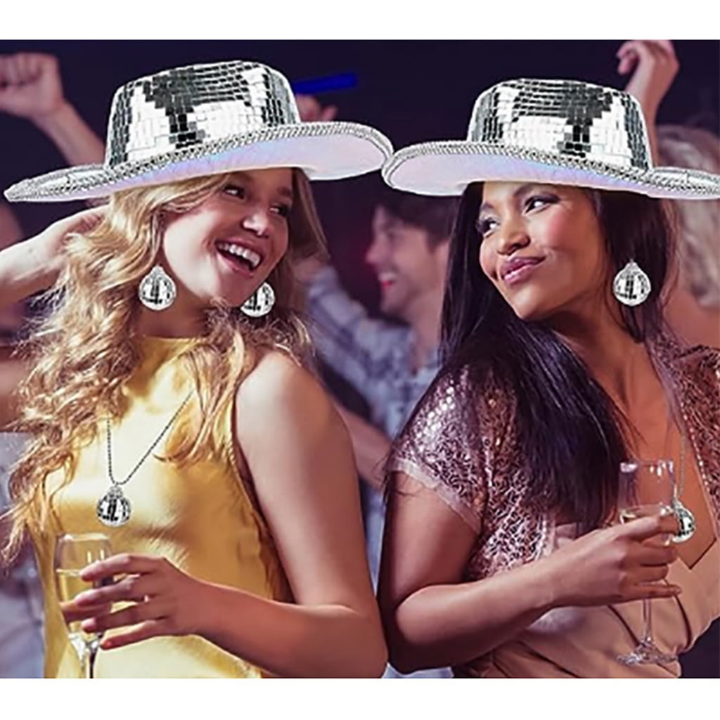 lanema Disco Balls Cowboy Hat Necklace Earrings DIY KIts Teen Girl Women Nightclub Suit