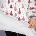 thumbnail image 3 of Oversized Wearable Blanket Hoodie,Pink Christmas Tree Pattern Sherpa Blanket Hoodie with Super Pockets,Super Warm Fuzzy Pullover for Women & Men, 3 of 6
