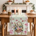 thumbnail image 2 of Table Runner 108 Inches Long for Kitchen Dining, Easter Dresser Scarf Farmhouse, Dining Table Decorations for Wedding/Parties, Spring Rabbit Colorful Eggs Flowers Leaves Plants 13 x 108 In, 2 of 8