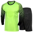 thumbnail image 2 of Xnihocha Men's Goalkeeper Football Jersey Top and Shorts Sponge Pad Protective Soccer Goalie Keeper Fluorescent Green XXL, 2 of 6