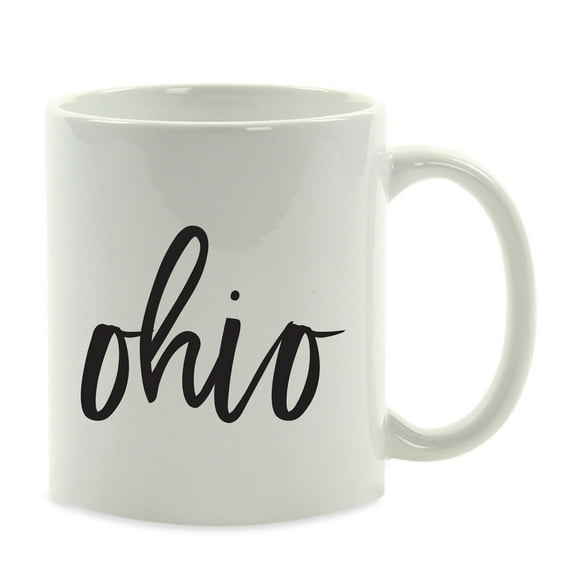 Koyal Wholesale Black Calligraphy Ohio US State Ceramic Coffee Mug