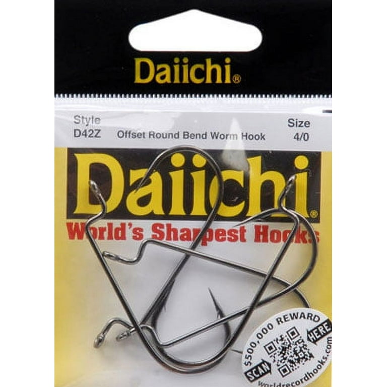 Daiichi D37Z-4/0 Offset Worm Hook Size 4/0 Needle Point Light Wire 