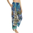 thumbnail image 2 of Disketp Christmas Tree Print Women'S Comfy Pajama Pants Casual Drawstring Palazzo Lounge Wide Leg Pants, 2 of 9
