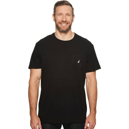 Nautica Men's Big & Tall Solid Crew Neck Short-Sleeve Pocket T-Shirt, True Black, 2X Big
