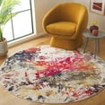 thumbnail image 2 of SAFAVIEH Adirondack Ian Abstract Area Rug, Ivory/Fuchsia Gold, 6' x 6' Round, 2 of 7