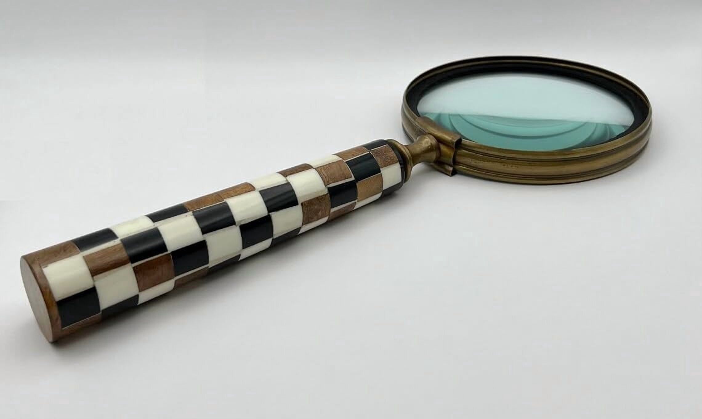 Maritime treasures  5 Inch Magnifying Glass with Large Handle, Antique & Brown
