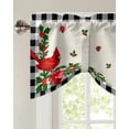 thumbnail image 4 of Christmas Cardinal Poinsettia Plaid Window Curtain Living Room Kitchen Cabinet Tie-up Valance Curtain Rod Pocket Valance, 4 of 6