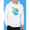 thumbnail image 2 of Abstract Blue Palm Tree Hoodie Men -Image by Shutterstock, Male x-Large, 2 of 4
