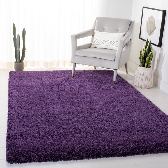 SAFAVIEH Milan Harlow Solid Plush Shag Area Rug, Purple, 5'1" x 8' - Modern Design, Purple, Non-Shedding & Easy Cleaning, Ultra Plush Thick Pile, Ideal for Living Room, Bedroom