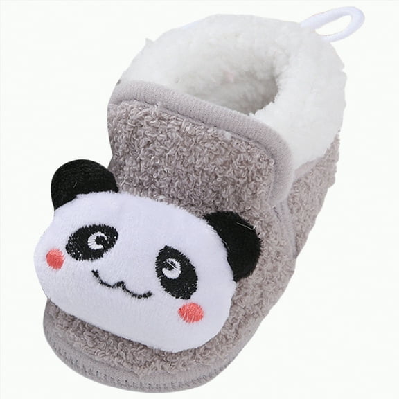 UngA Newborn Shoes Baby Boys Girls Winter Warm Shoes Boots Toddler Non-Slip Walking Shoes Infant Outdoor Water Resistance Faux Fur Booties Grey,3.5