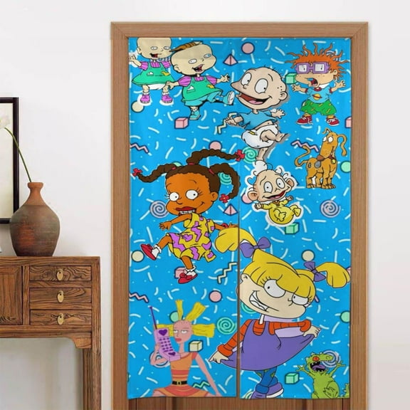 Rugrats Doorway Curtain Cute Blackout Windproof Window Door Curtain Tapestry Colorful Room Privacy Divider Curtains Home Decoration 2 Panels 34"x56"