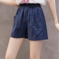 thumbnail image 3 of Vedolay Womens Shorts for Summer Women Summer Linen Shorts Elastic High Waisted Shorts with Pockets,Navy S, 3 of 5