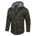 thumbnail image 2 of LEBONYARD Mens Shirt Jackets Lined with Pockets,Men's Winter Checkered Design with Button Pockets and Long Sleeved Hooded Casual Jacket Green L, 2 of 5