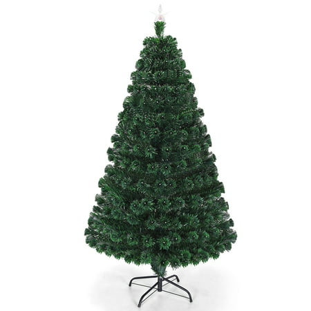 Costway 5'/6'/7'Pre-Lit Fiber Optic Christmas Tree Multicolor