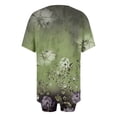 thumbnail image 5 of New for Fall! HIMIWAY Shirt&Short suit for Women Stylish Sleek Modern Versatile Ensemble Vintage Floral Round Neck 2pc Set Refreshing and Fashion-Forward Army Green M, 5 of 6