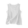 thumbnail image 2 of Womens Linen Tank Top Peasant Tops For Women Lightweight Gauze Crewneck Camisole Summer Linen Tops Gauze Shirts For Women Summer Tops Dressy Tanks Summer Blouses For Women White 2XL, 2 of 4