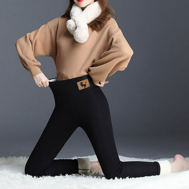 Plus Size Fur Lined Velvet Print Leggings Warm Winter Stretch Fleece 1X 2X 3X  4X