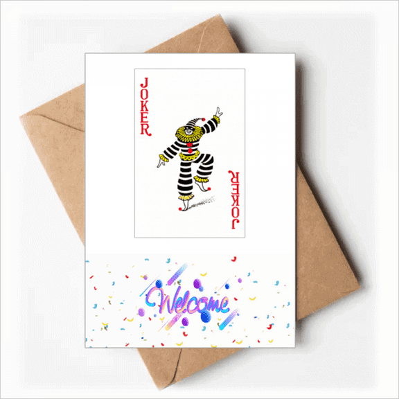 Red Joker Playing Cards Pattern Welcome Back Greeting Cards Envelopes Blank